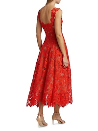 Cherry Guipure Lace Cocktail Dress