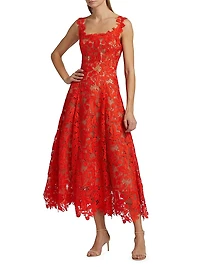 Cherry Guipure Lace Cocktail Dress