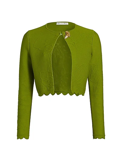 Cherry Blossom Embossed Knit Cardigan