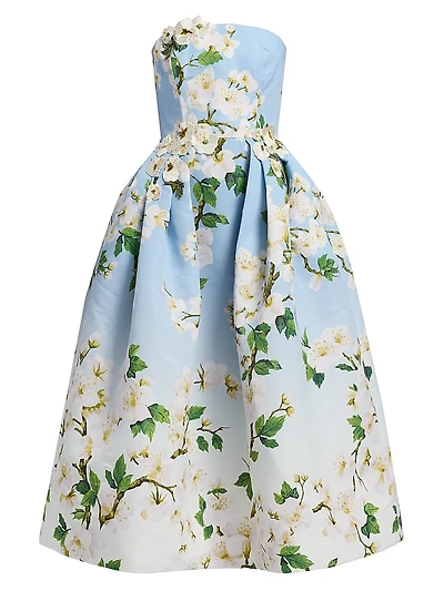 Strapless Floral Cocktail Dress