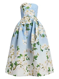 Cherry Blossom Ombrê Strapless Cocktail Dress