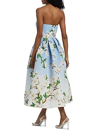 Cherry Blossom Ombrê Strapless Cocktail Dress