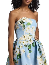 Cherry Blossom Ombrê Strapless Cocktail Dress