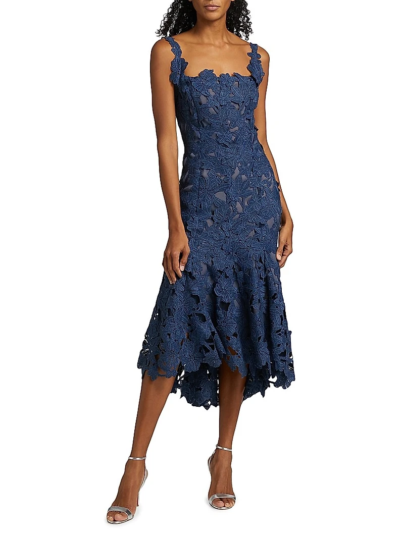 Guipure Lace Trumpet Cocktail Dress
