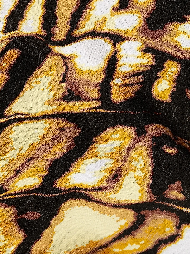 Butterfly Jacquard-Knit Crewneck Midi-Dress