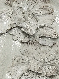 Embellished Sequin Cherry Blossom Trumpet-Hem Gown