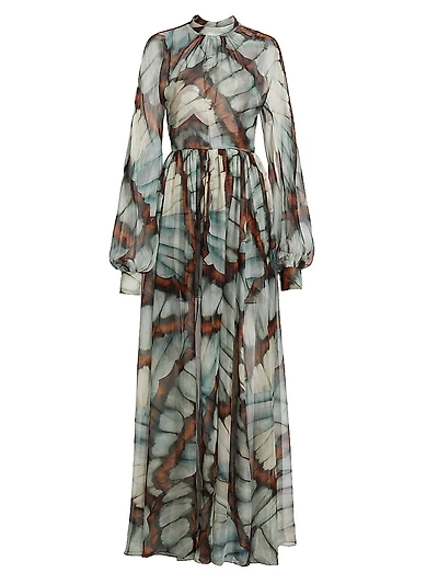 Butterfly Chiffon Maxi Dress
