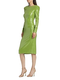 Sequined Long-Sleeve Cocktail Dress