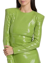Sequined Long-Sleeve Cocktail Dress