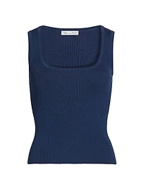 Rib-Knit Silk Scoopneck Tank