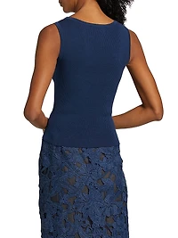 Rib-Knit Silk Scoopneck Tank