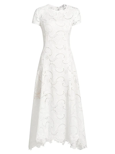 Scroll Guipure-Lace High-Low Midi-Dress