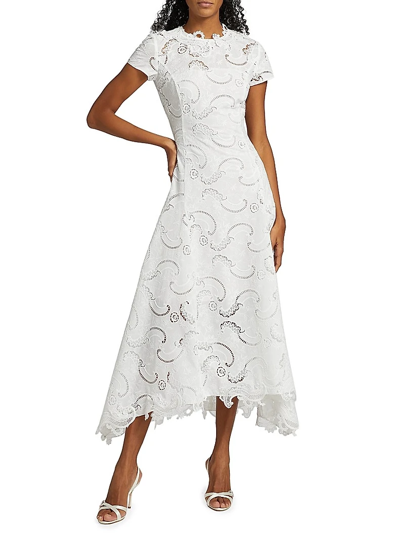 Scroll Guipure Lace Day Dress