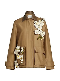 Floral Appliqué Cargo Jacket