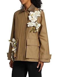 Floral Appliqué Cargo Jacket