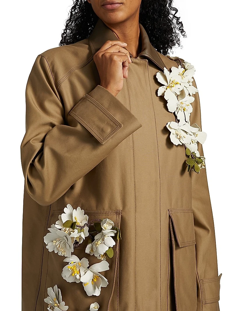 Floral Appliqué Cargo Jacket