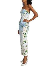 Ombré Cherry Blossom Strapless Gown