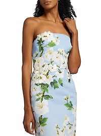 Ombré Cherry Blossom Strapless Gown