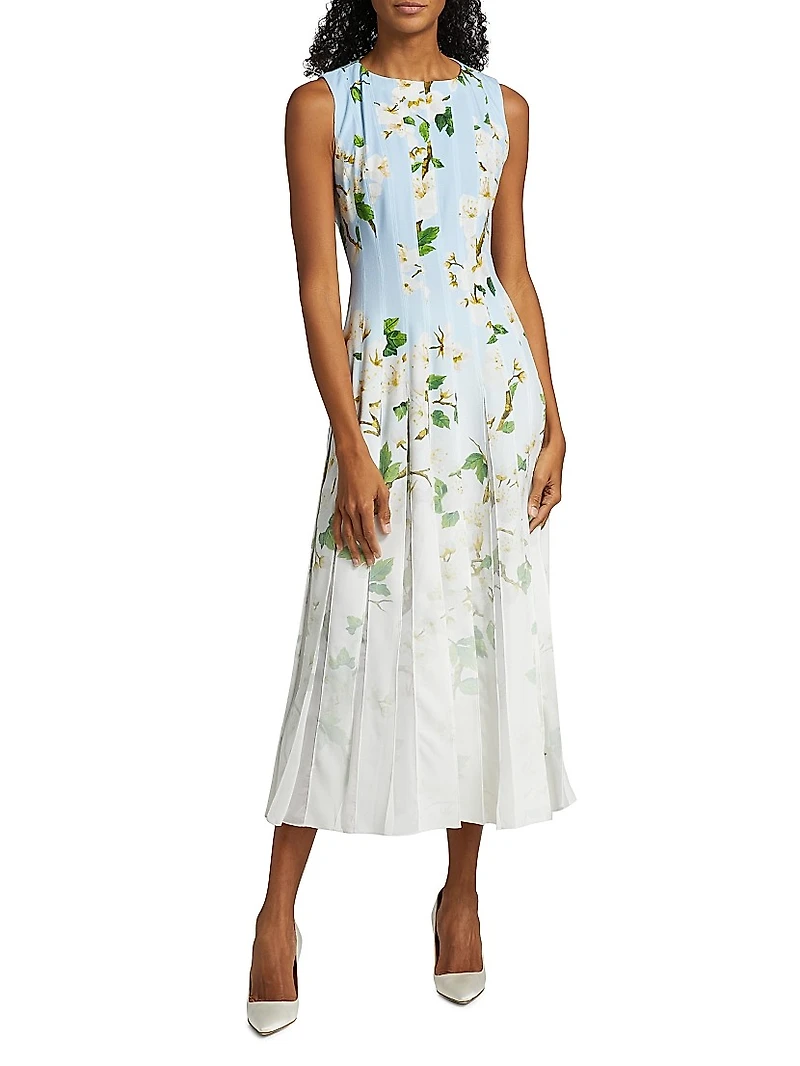 Ombré Cherry Blossom Cady Inset Dress