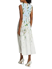 Ombré Cherry Blossom Cady Inset Dress