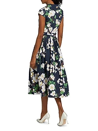 Cherry Blossom Cotton Poplin Pleated Dress