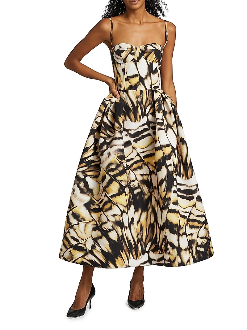 Abstract Butterfly Faille Cocktail Dress