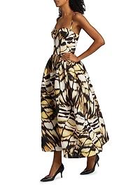 Abstract Butterfly Faille Cocktail Dress