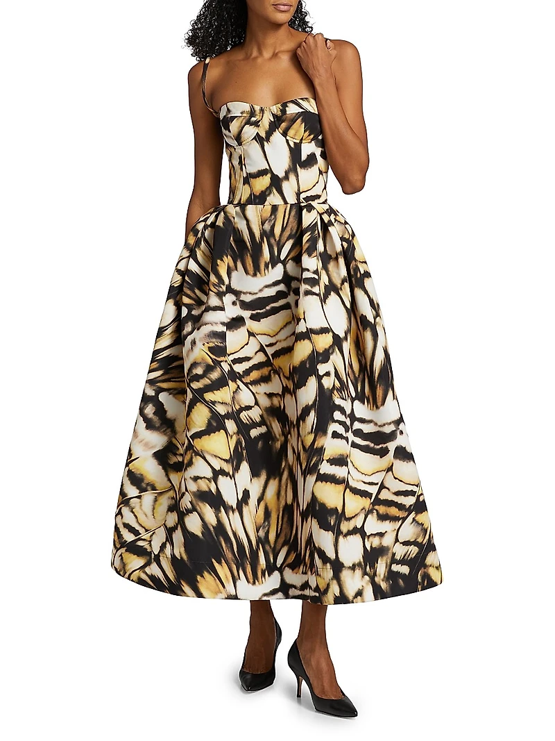 Abstract Butterfly Faille Cocktail Dress