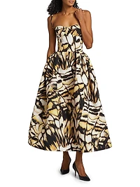 Abstract Butterfly Faille Cocktail Dress