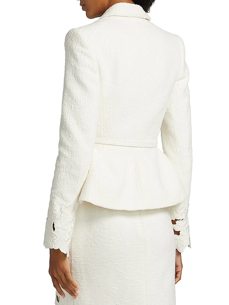 Embroidered Tweed Belted Jacket