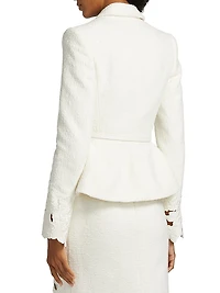 Embroidered Tweed Belted Jacket