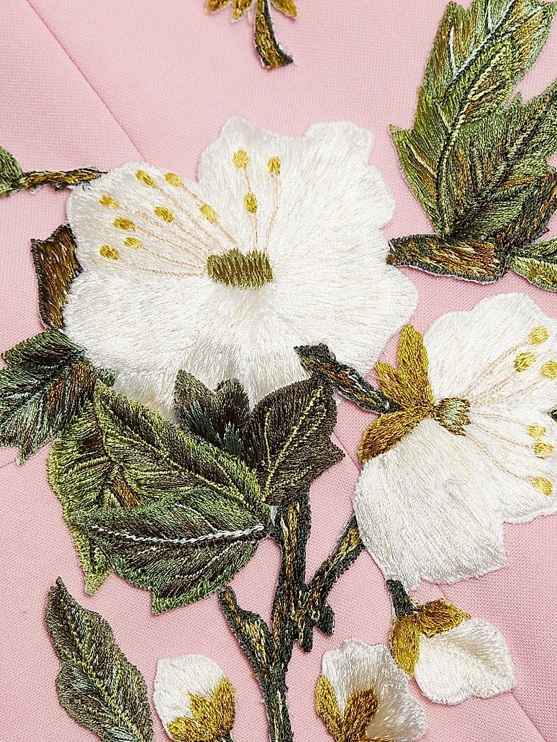 Cherry Blossom Embroidered Ombré Dress