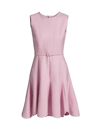 Stretch Wool Scalloped-Hem Minidress