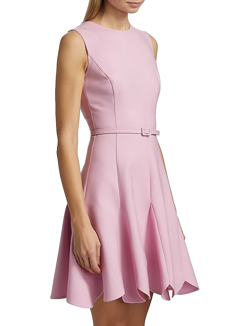 Stretch Wool Scalloped-Hem Minidress