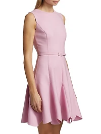 Stretch Wool Scalloped-Hem Minidress