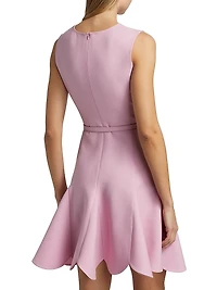 Stretch Wool Scalloped-Hem Minidress