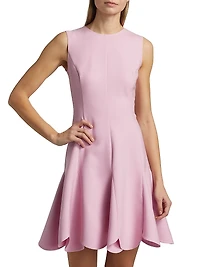 Stretch Wool Scalloped-Hem Minidress