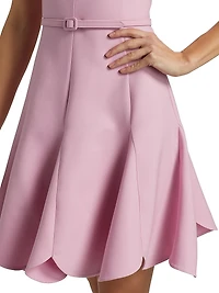 Stretch Wool Scalloped-Hem Minidress