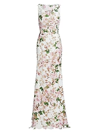 Cherry Blossom Guipure Column Gown