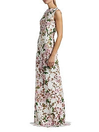 Cherry Blossom Guipure Column Gown