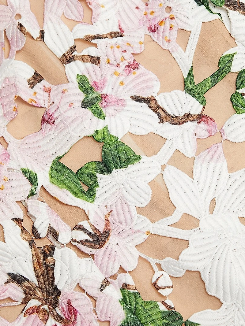 Cherry Blossom Guipure Column Gown