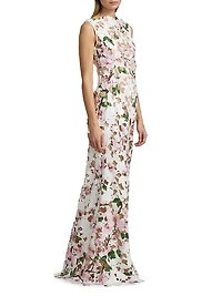 Cherry Blossom Guipure Column Gown