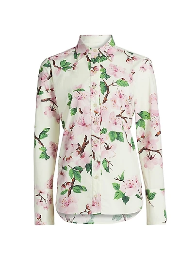 Cherry Blossom Cotton Poplin Blouse