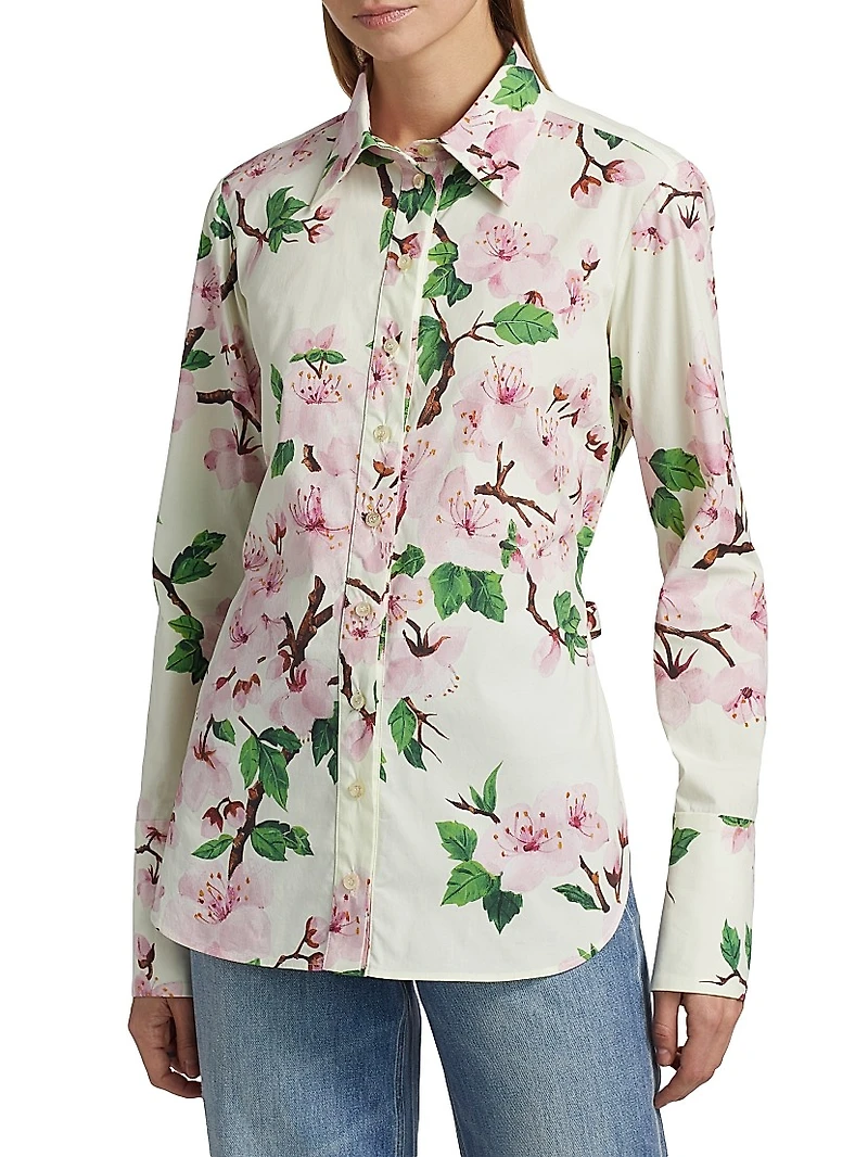 Cherry Blossom Cotton Poplin Blouse