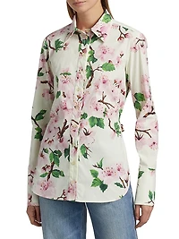 Cherry Blossom Cotton Poplin Blouse