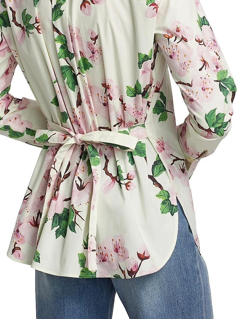 Cherry Blossom Cotton Poplin Blouse