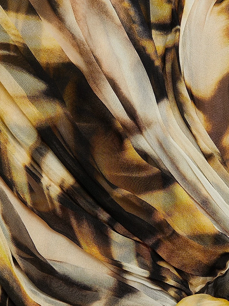 Abstract Butterfly Silk Chiffon Gown