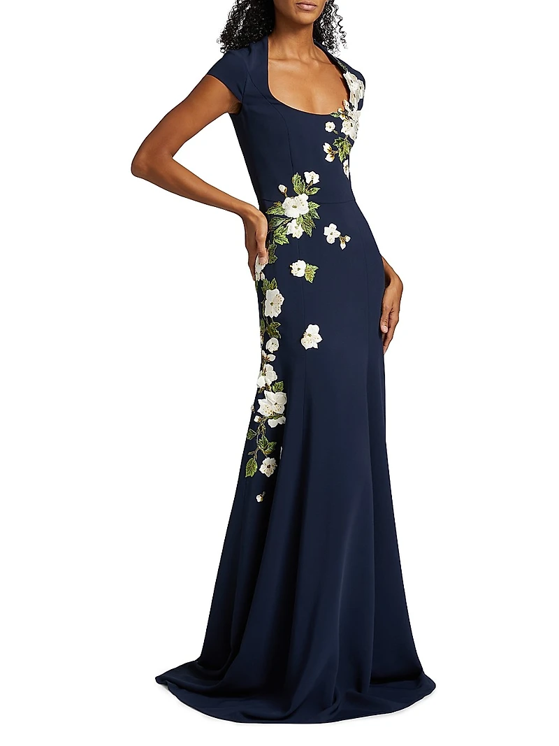 Cherry Blossom Embroidered Gown