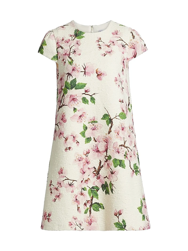 Cherry Blossom Embroidered Cap Sleeve Dress