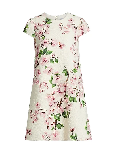 Cherry Blossom Embroidered Cap Sleeve Dress